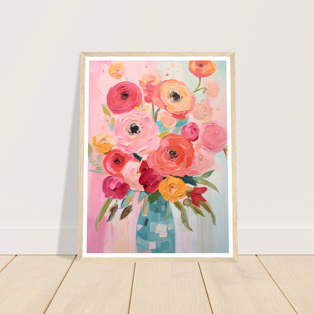 Vibrant Blooming Pink Flowers Wall Art Print