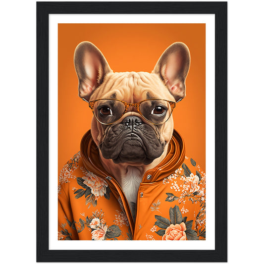 Frenchie Fashionista Trendy French Bulldog Wall Art Print