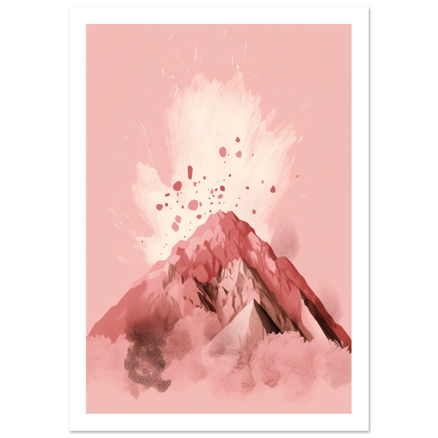 Blushing Pink Volcano Eruption Minimalist Wall Art Print