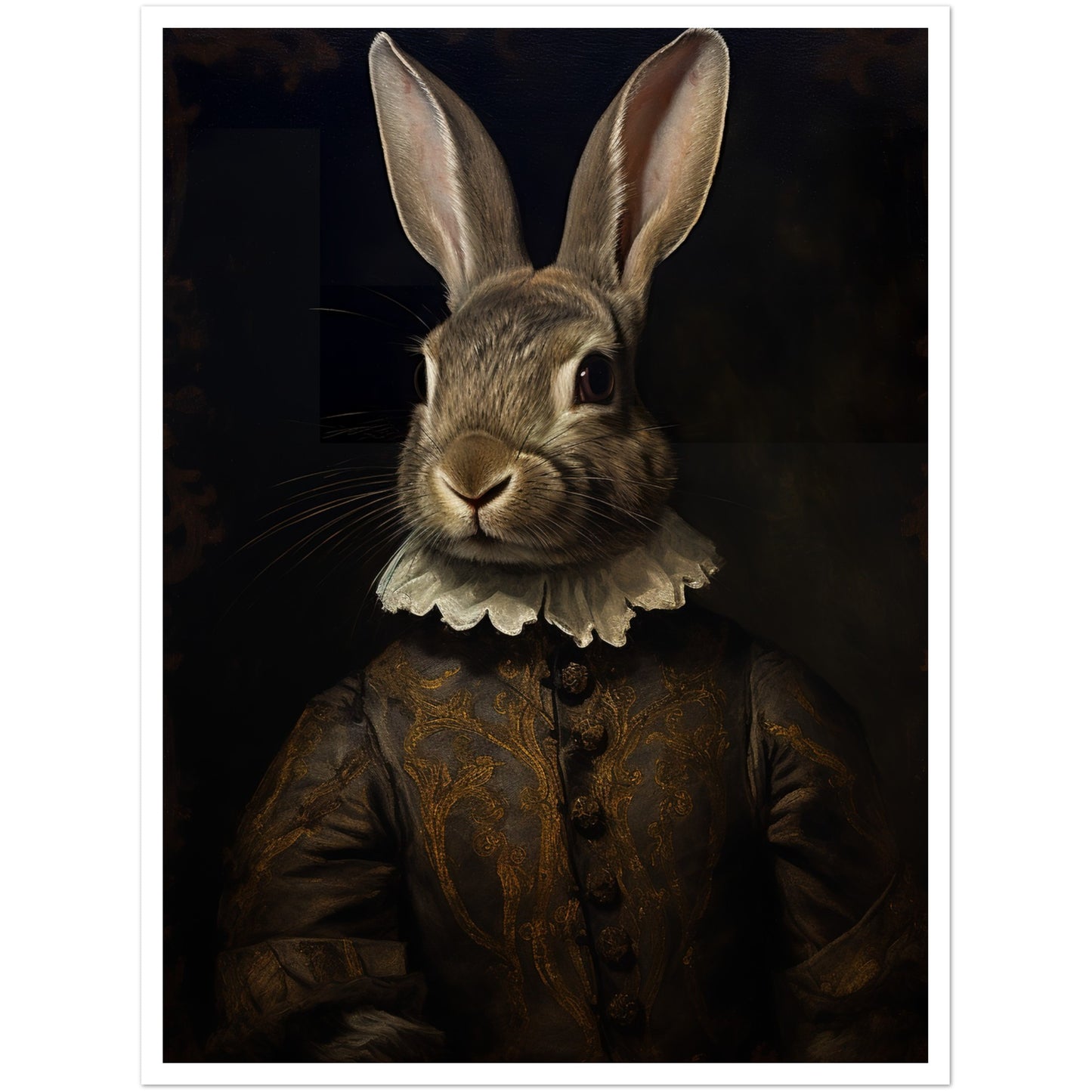 Vintage Tudor Rabbit Portraiture Wall Art Print