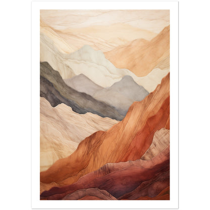 Tranquil Earthly Abstract Mountain Ranges Wall Art Print