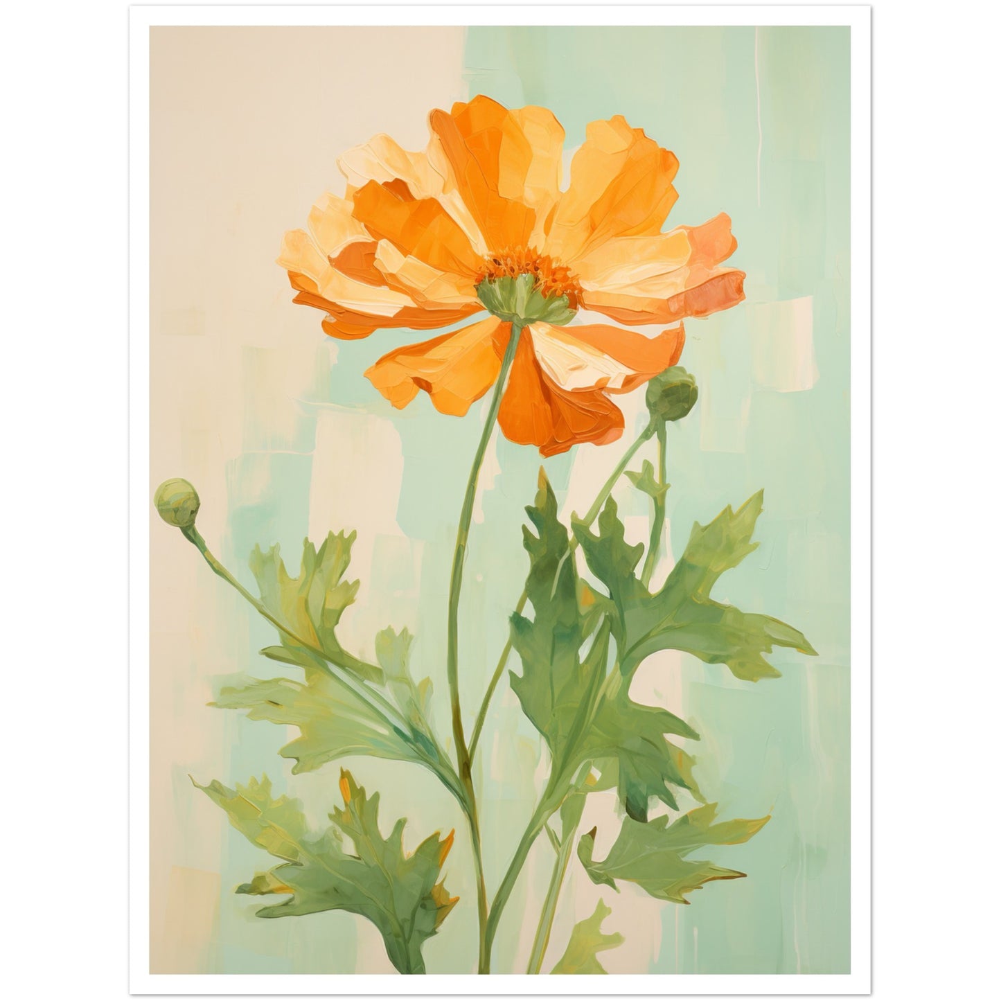 Marigold Flower in Soft Earthy Hues Wall Art Print