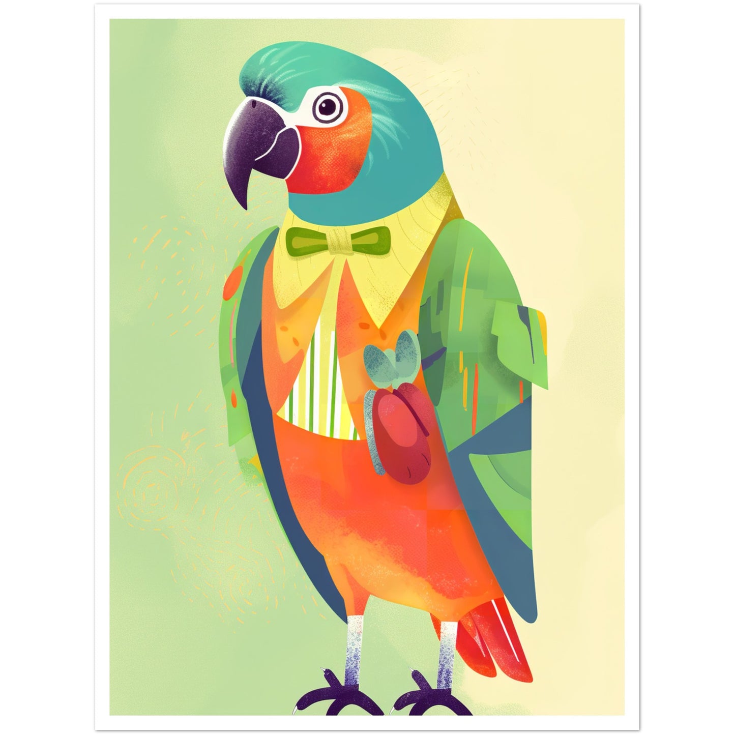 Feathered Parrot Vibrant Wall Art Print