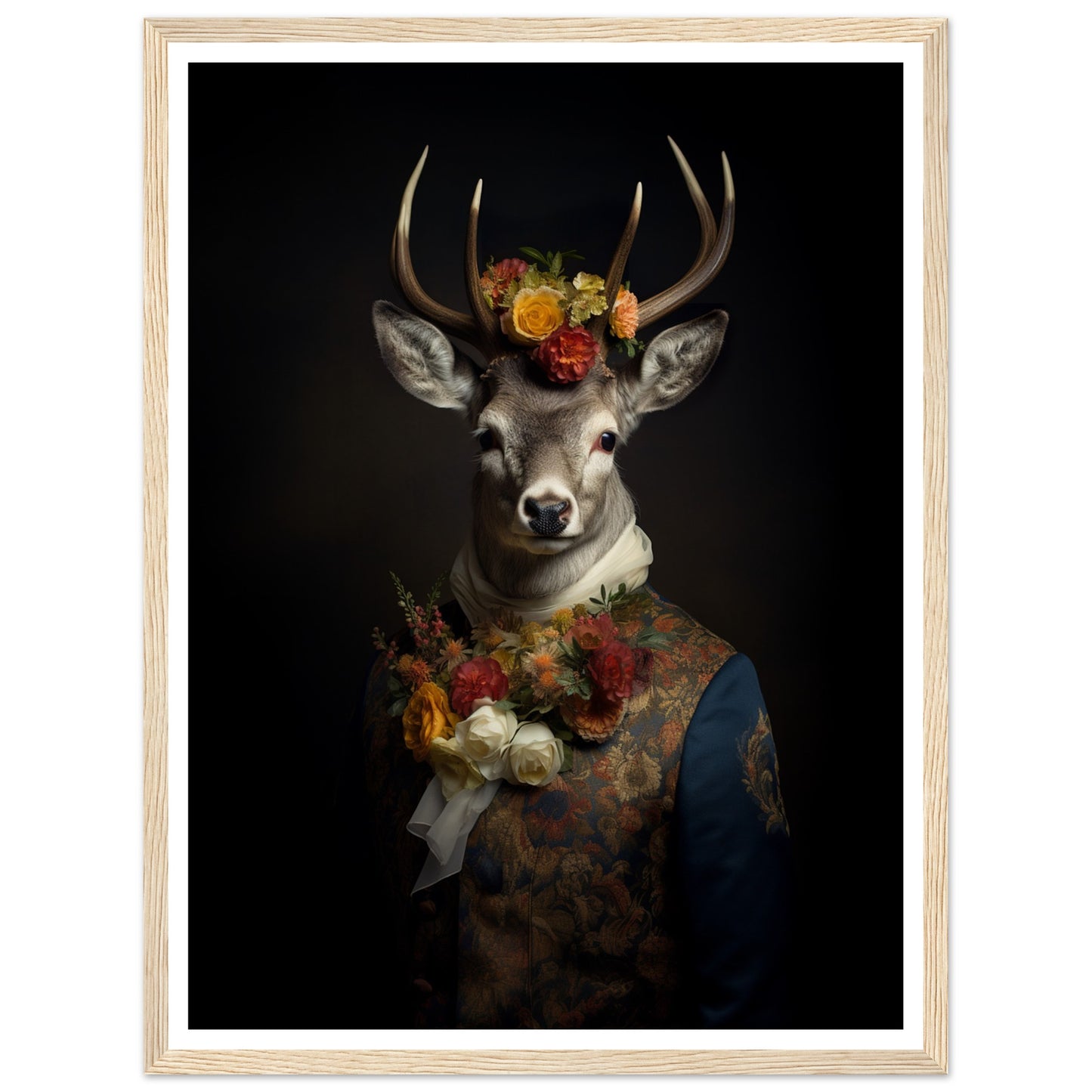 Regency Stag Art Print - Floral Stag