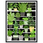 Load image into Gallery viewer, Vibrant Green House Plants in Monochrome Pots Wall Art Print