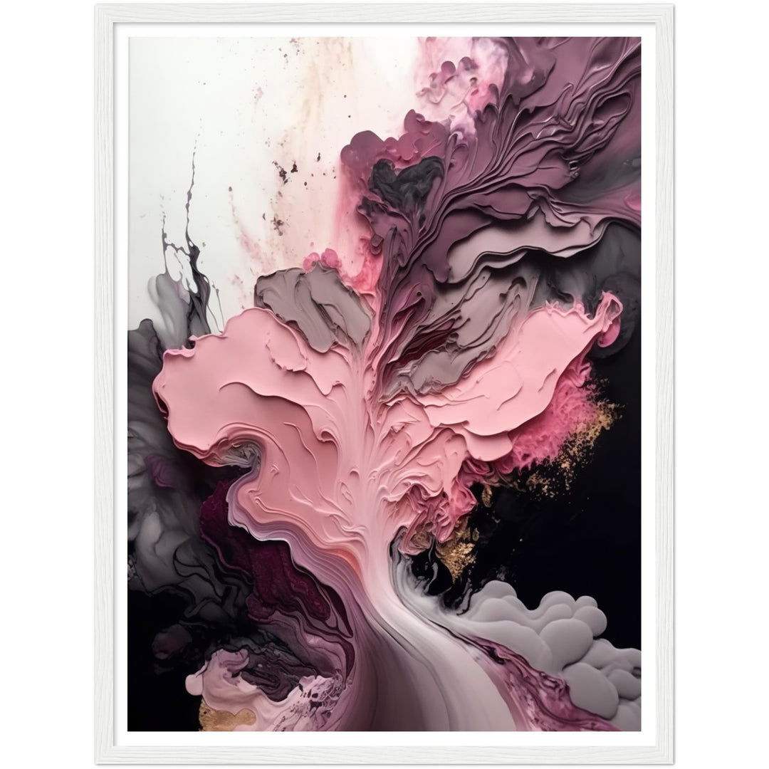 Organic Depths: Pink & Grey Painting Wall Art Print
