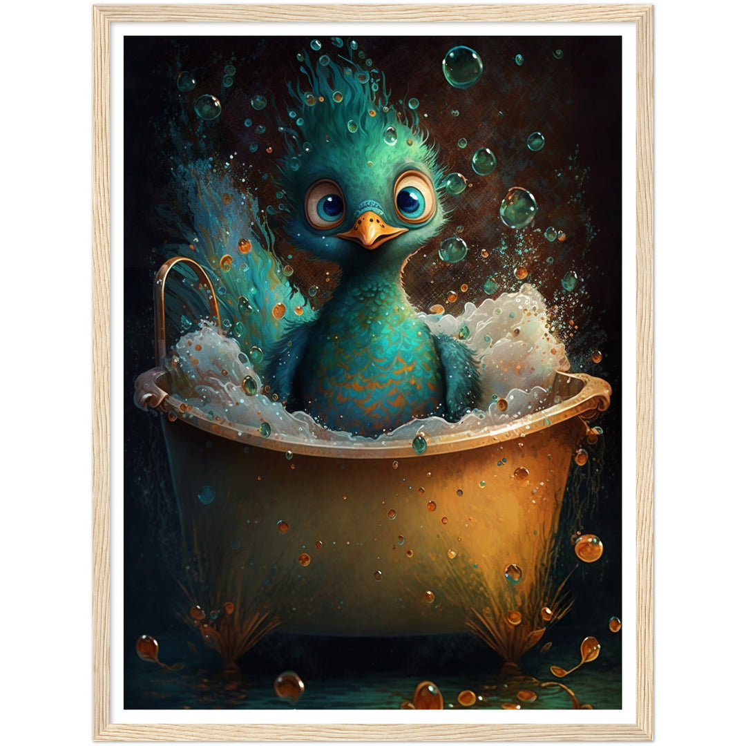 Bubble Bath Peacock Bathroom Wall Art Print