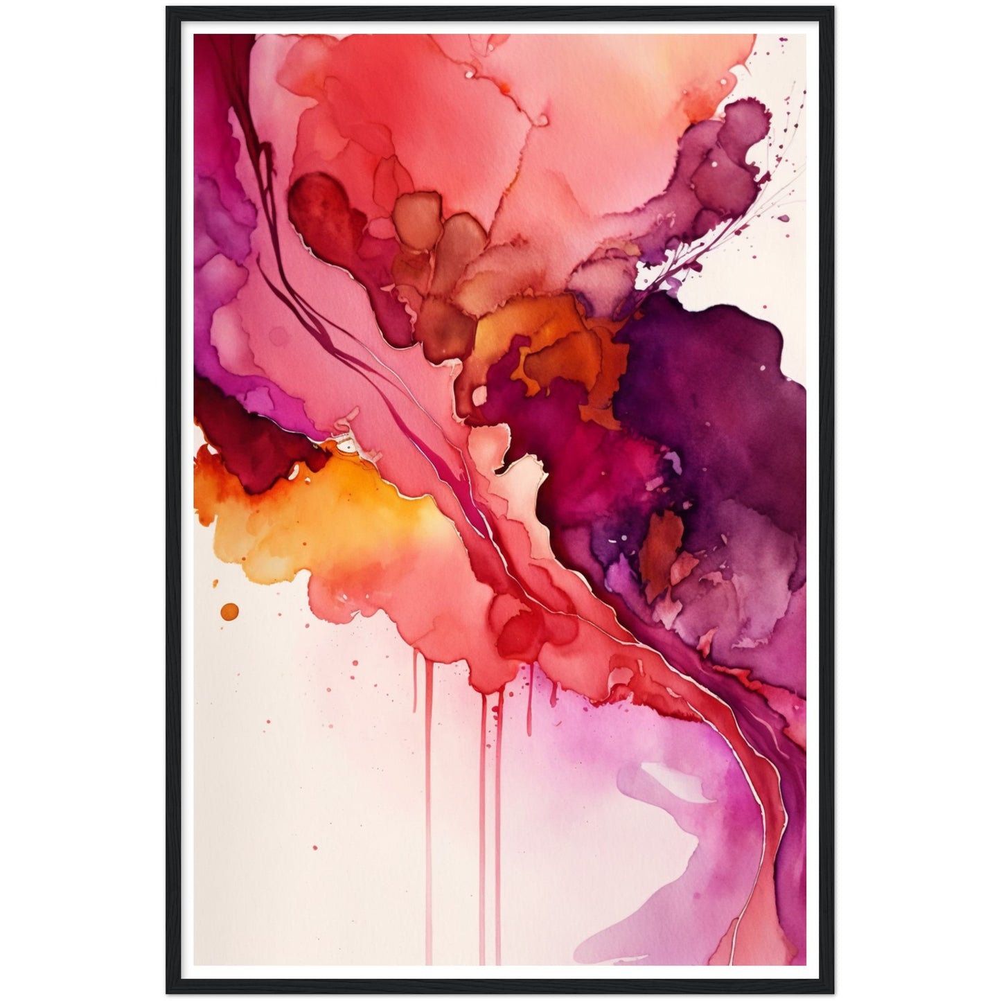 Nature's Analogous Symphony - Fuchsia Watercolour Wall Art Print