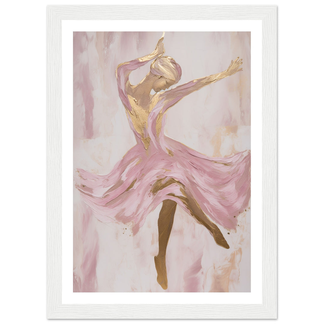 Fluid Ballet Dancer in Pink and Gold Wall Art Print