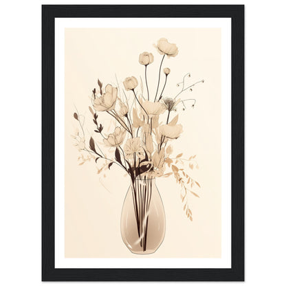 Minimalist Flower Bouquet in Earth Tones Wall Art Print