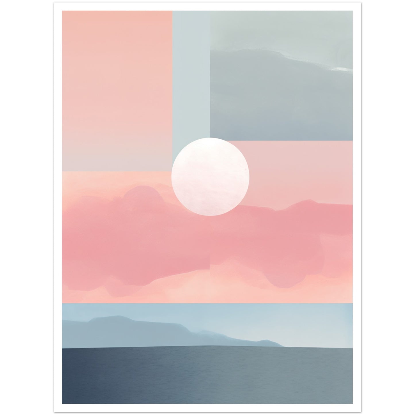 Lagoon Dreams - Pastel Tones in Abstract Blocks Wall Art Print