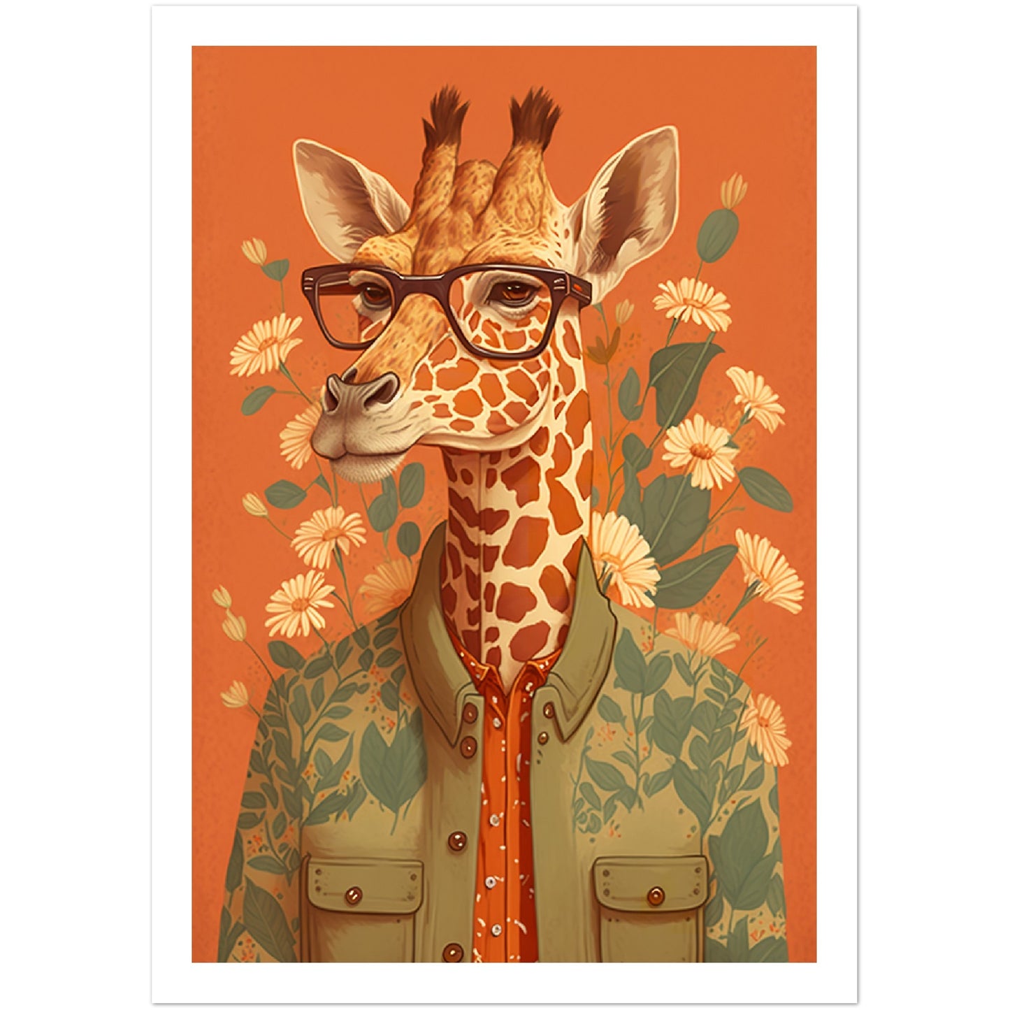 Giraffe Chic Illustration Wall Art Print