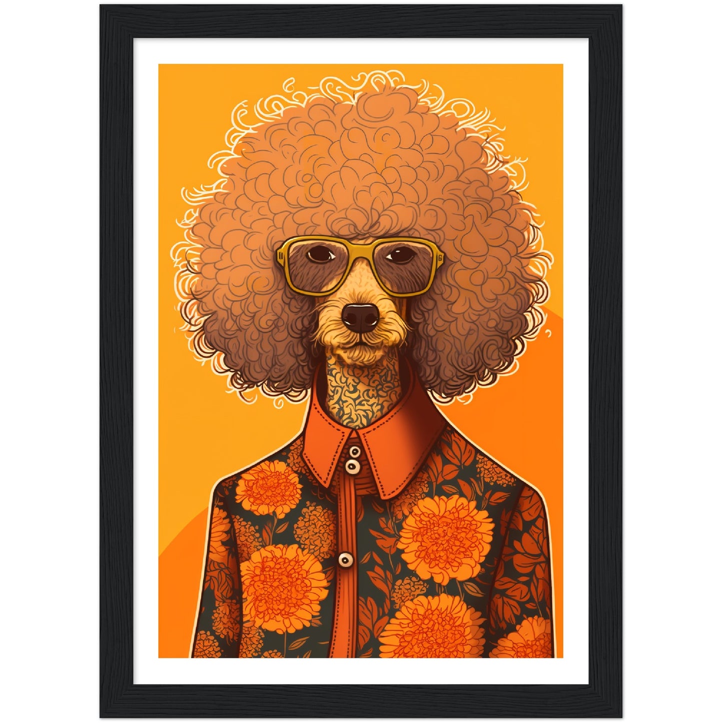 Poodle Chic Dog In Floral Shirt Wall Art Print