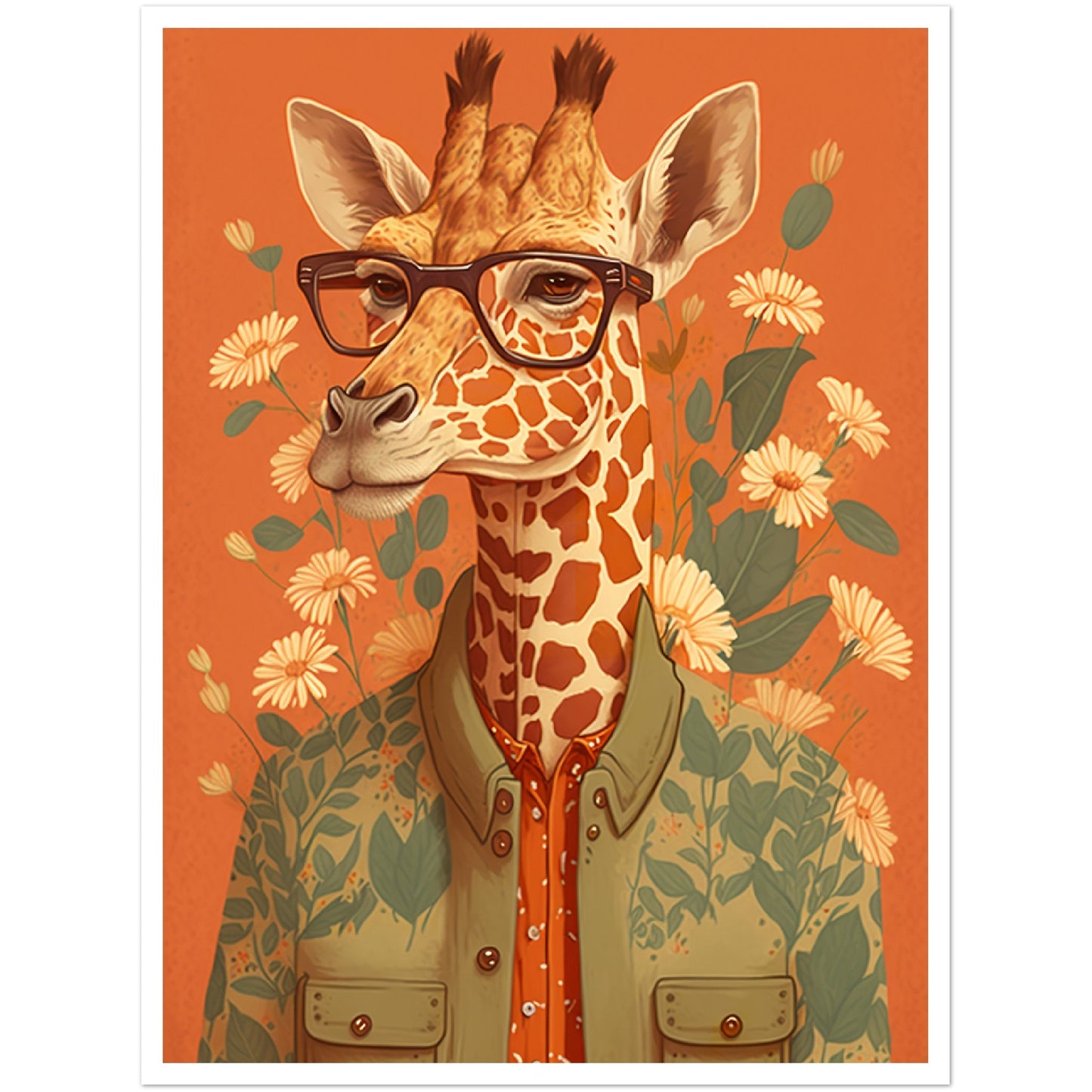 Giraffe Chic Illustration Wall Art Print