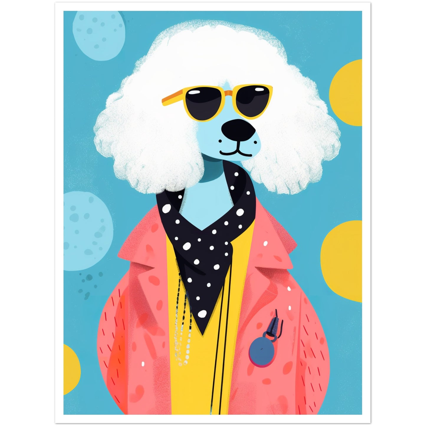 Cool Canine Poodle Illustration Wall Art Print