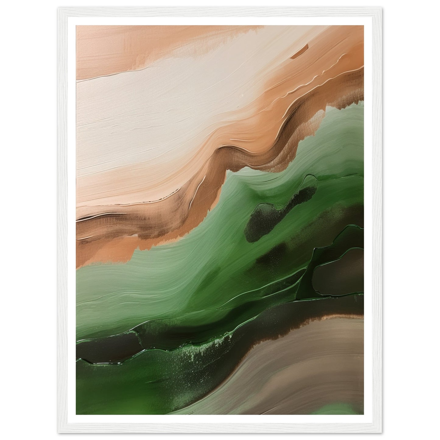 Abstract Strokes of Green and Brown Wall Art Print