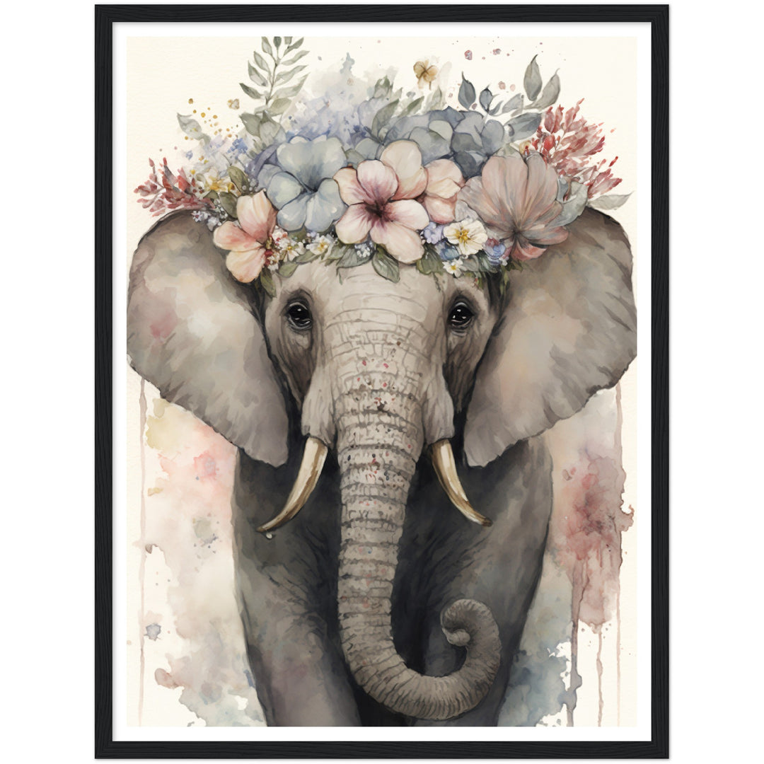 Flower Crowned Elephant Regency Inspired Wall Art Print