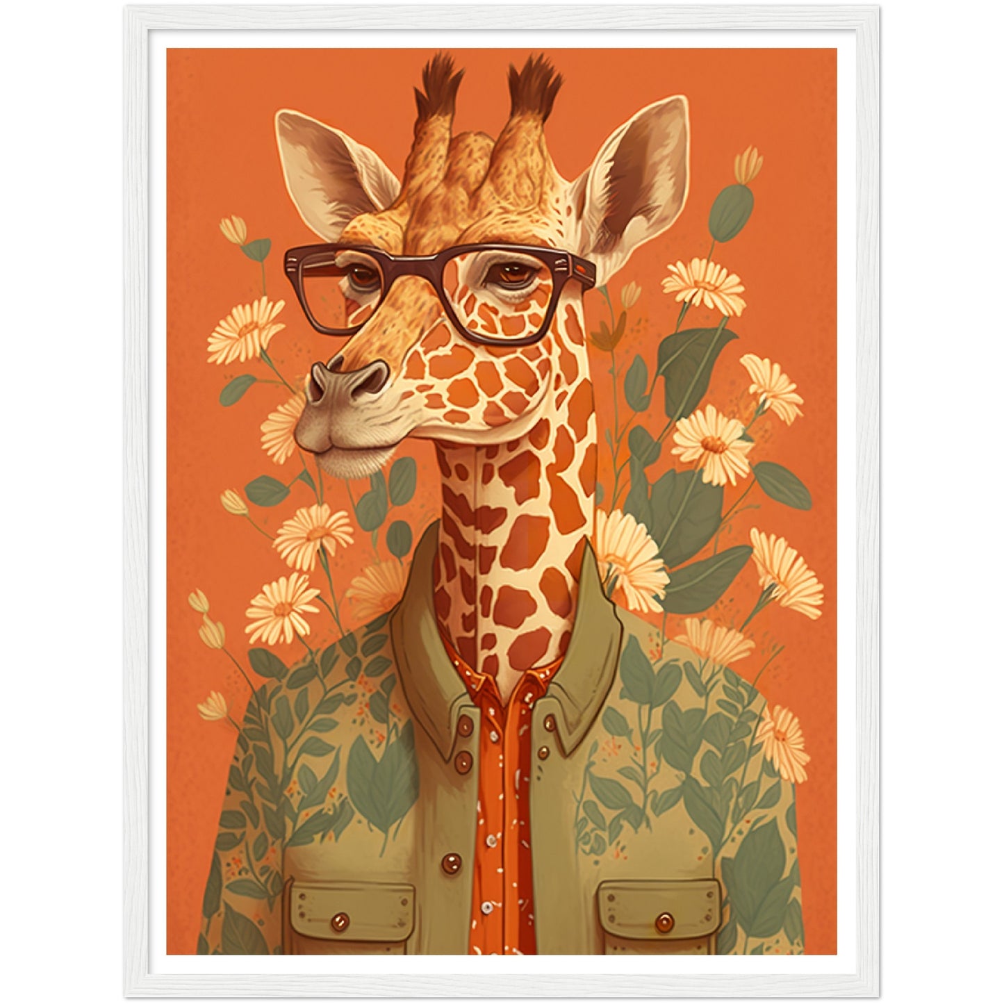 Giraffe Chic Illustration Wall Art Print