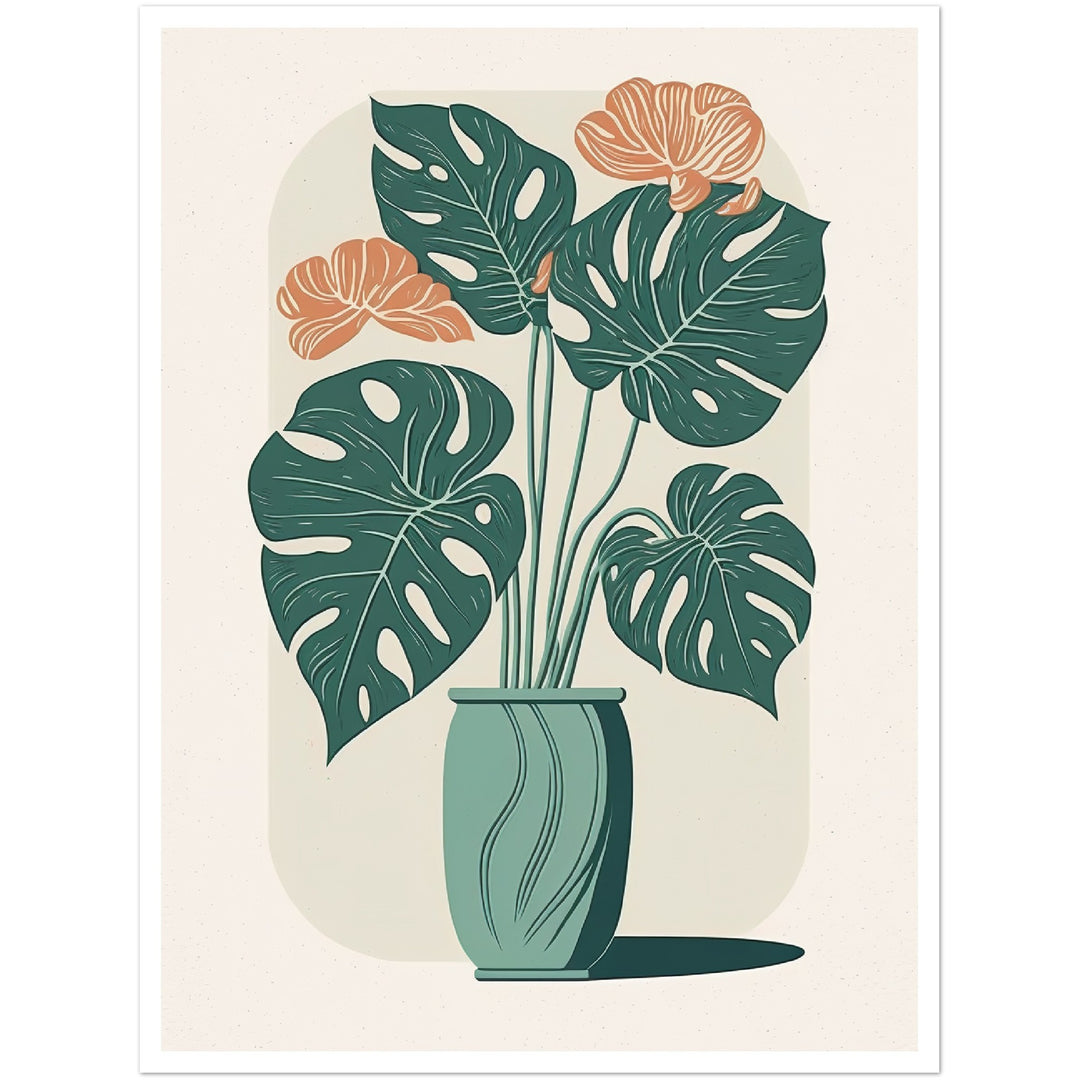 Monstera Plant in Vase Wall Art Print