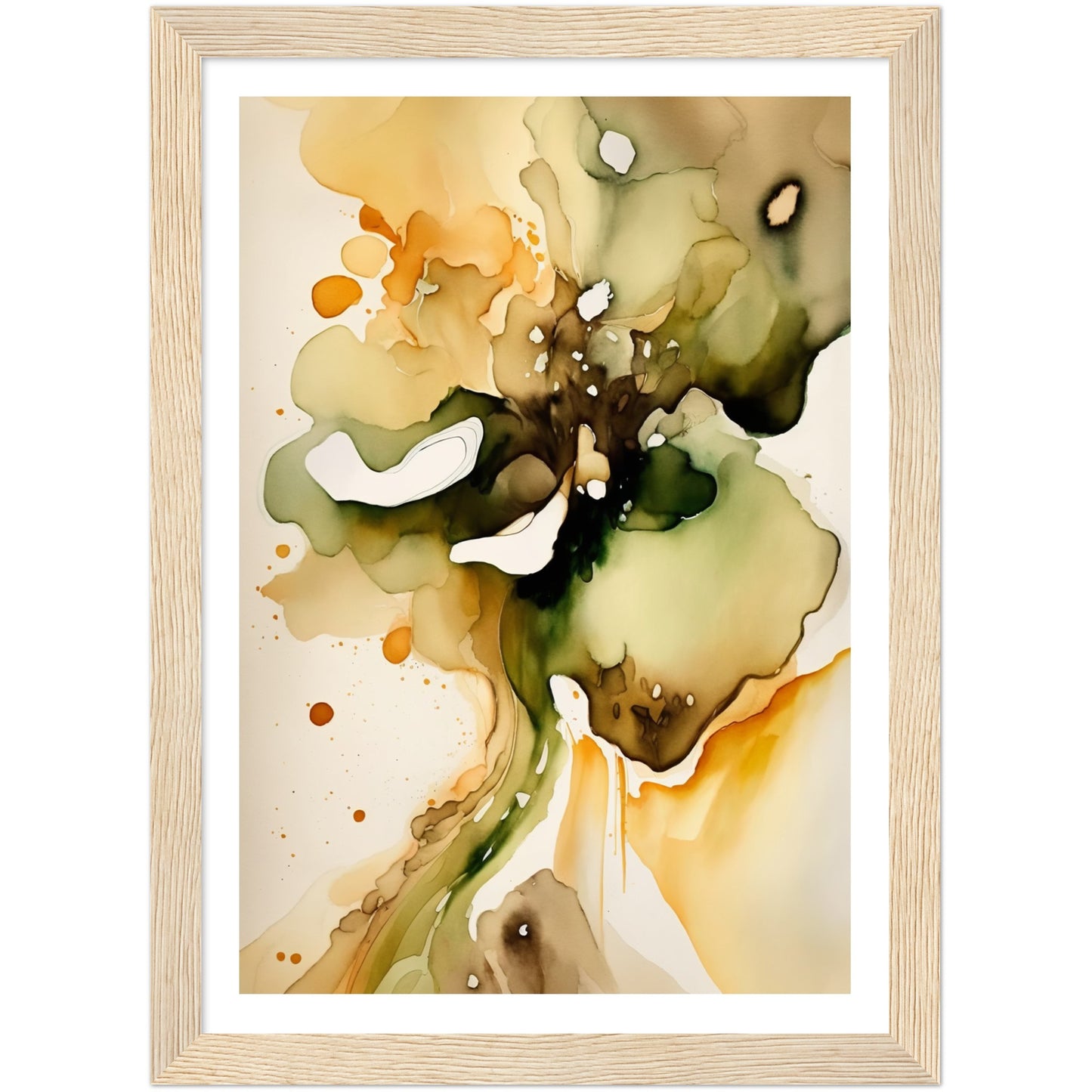 Nature's Analogous Symphony - Olive & Orange Watercolours Wall Art Print