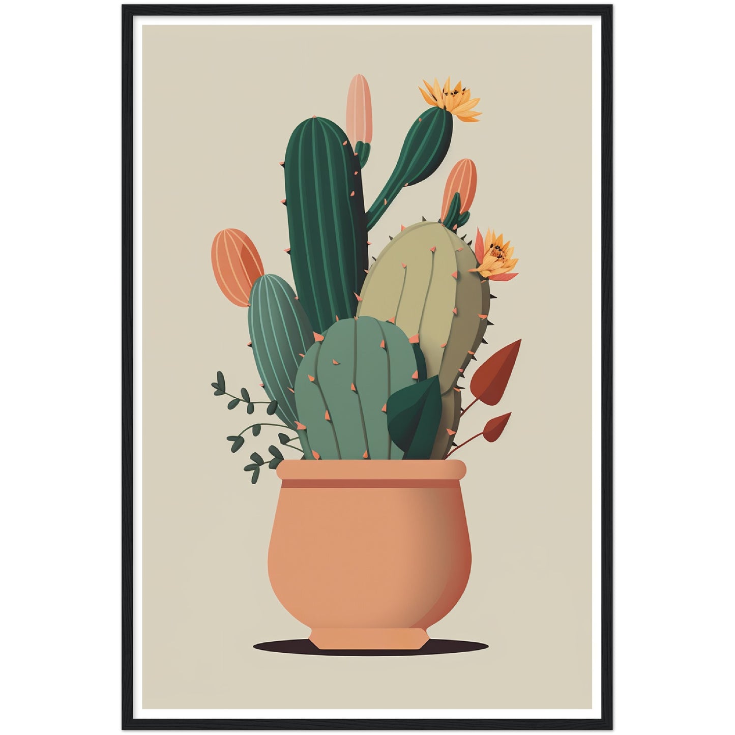 Cactus Chic Flower Wall Art Print