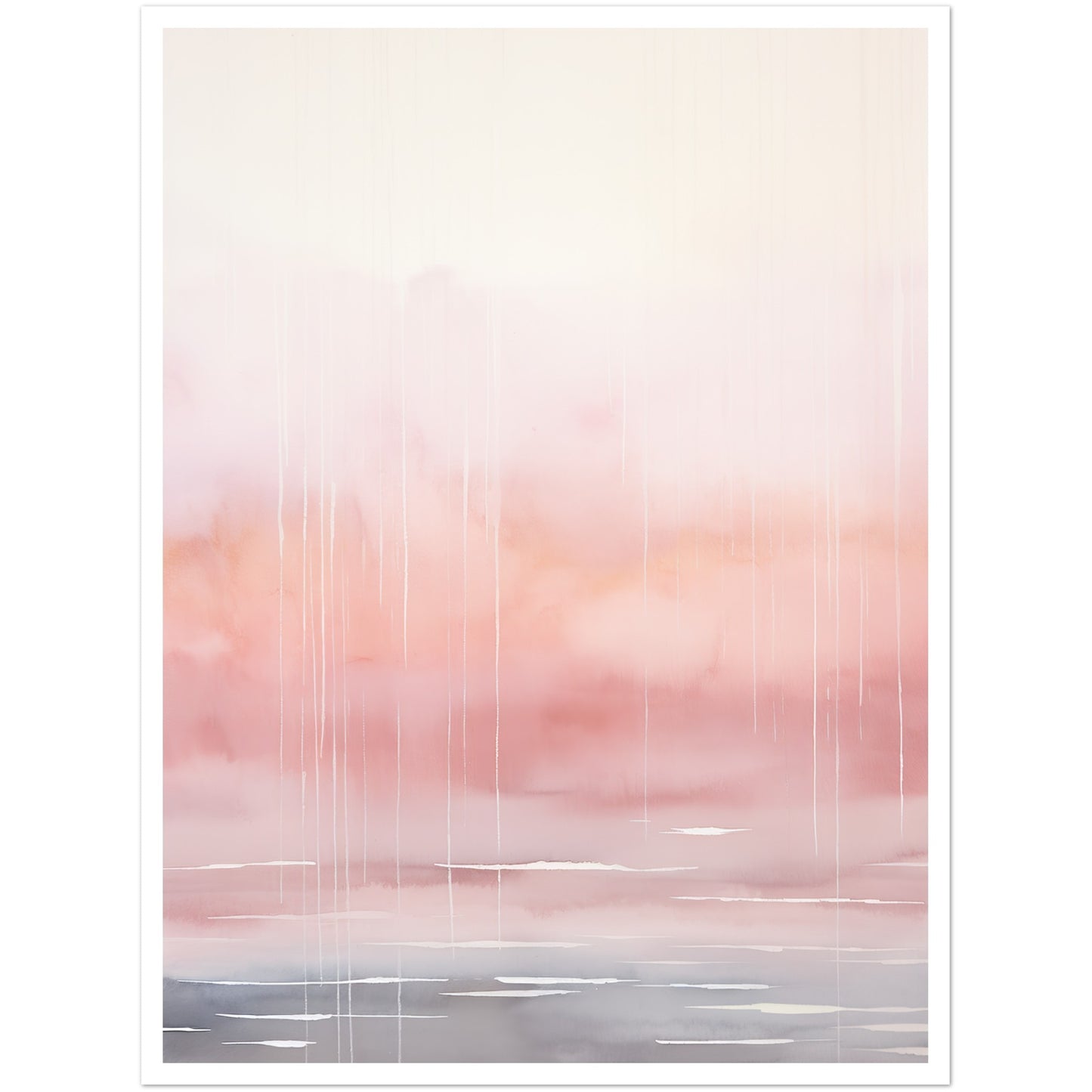 Minimalist Light Pink Tranquil Horizon Wall Art Print