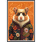 Floral Fashionista Hamster Illustration Wall Art Print