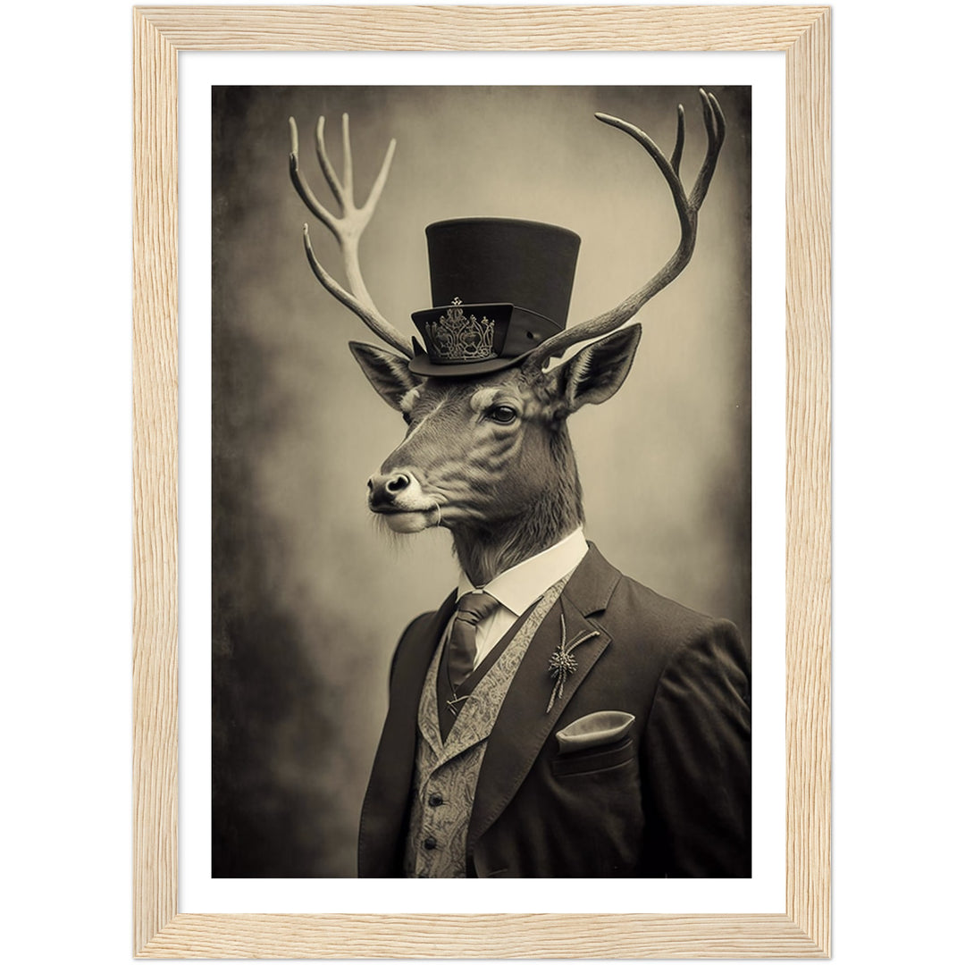 Vintage Stag Portraiture Wall Art Print