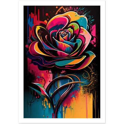 Electric Rose Abstract Flower Wall Art Print