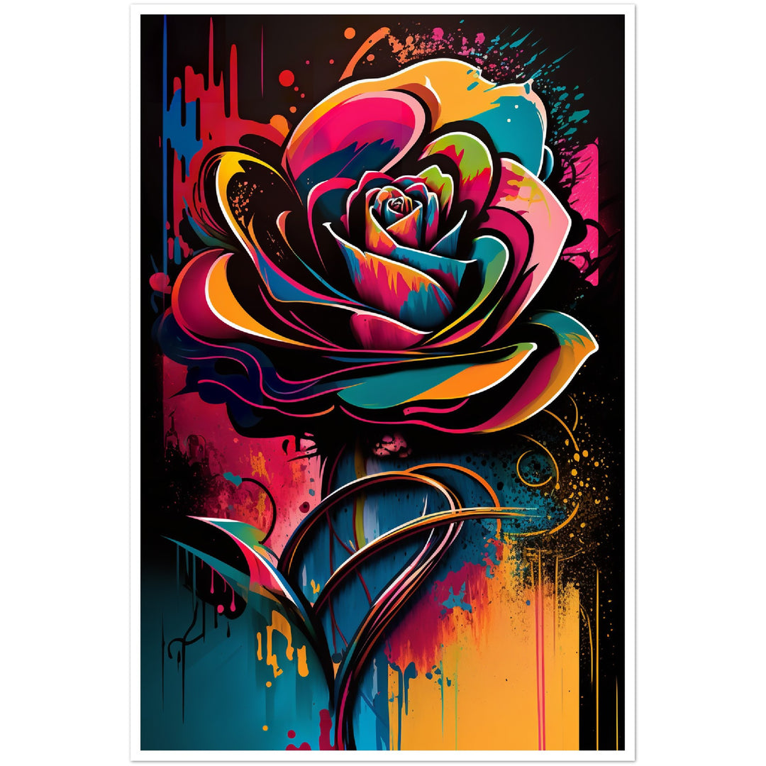 Electric Rose Abstract Flower Wall Art Print