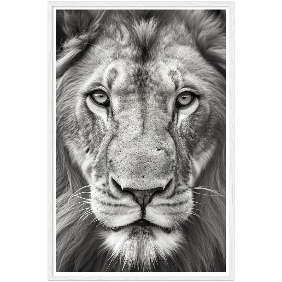 Lion Roar in Monochrome Photograph Wall Art Print