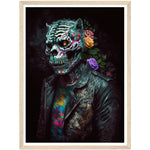 Load image into Gallery viewer, Day Of The Dead Tiger Illustration Wall Art Print