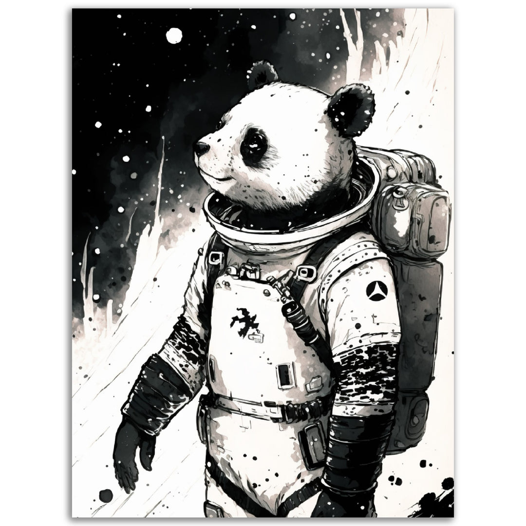 Panda Space Explorer Illustration Wall Art Print