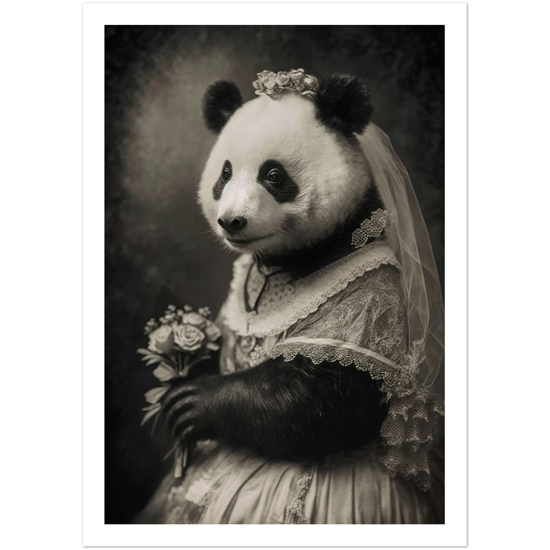 Panda Bride Victorian Portraiture Wall Art Print