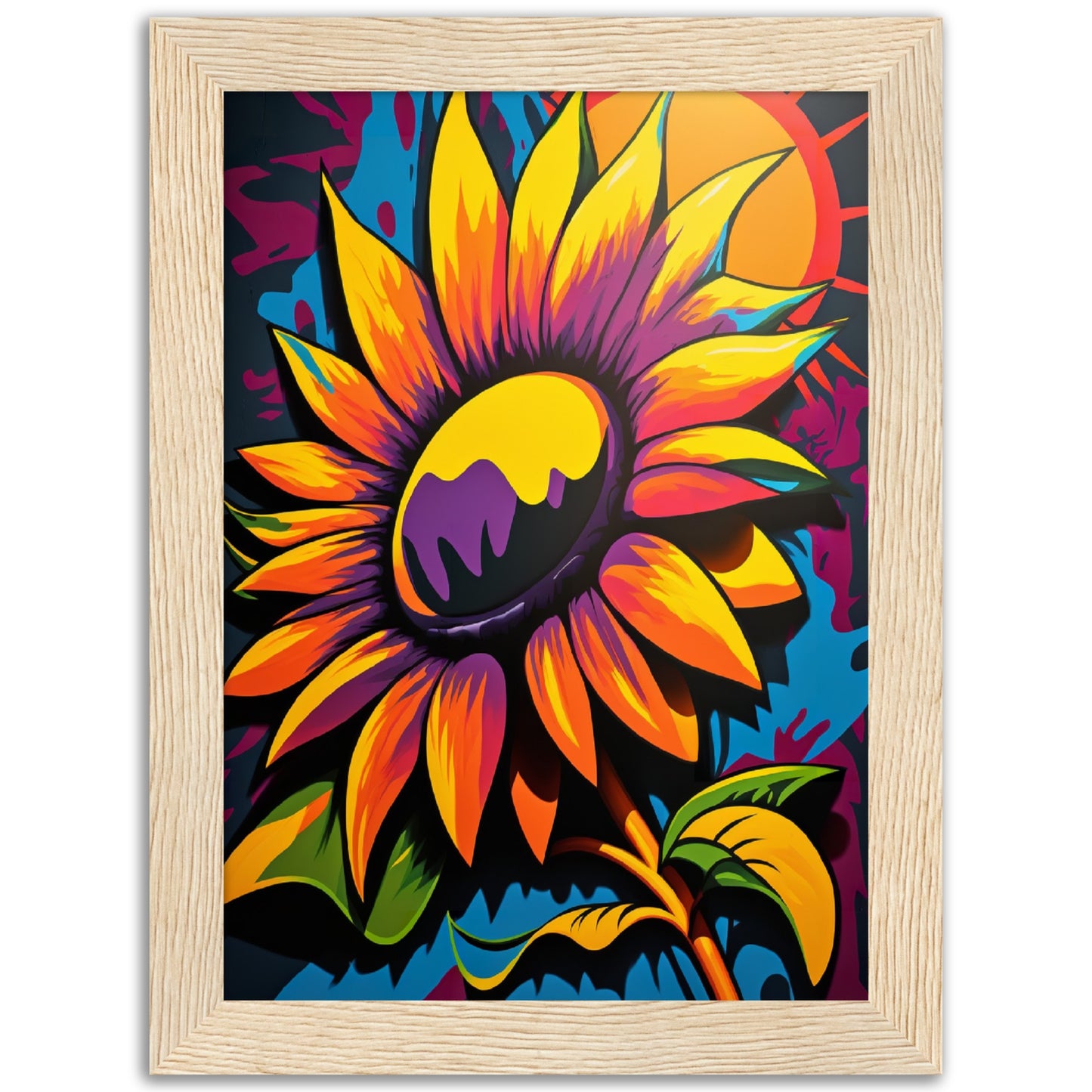 Sunflower Abstract Burst Wall Art Print