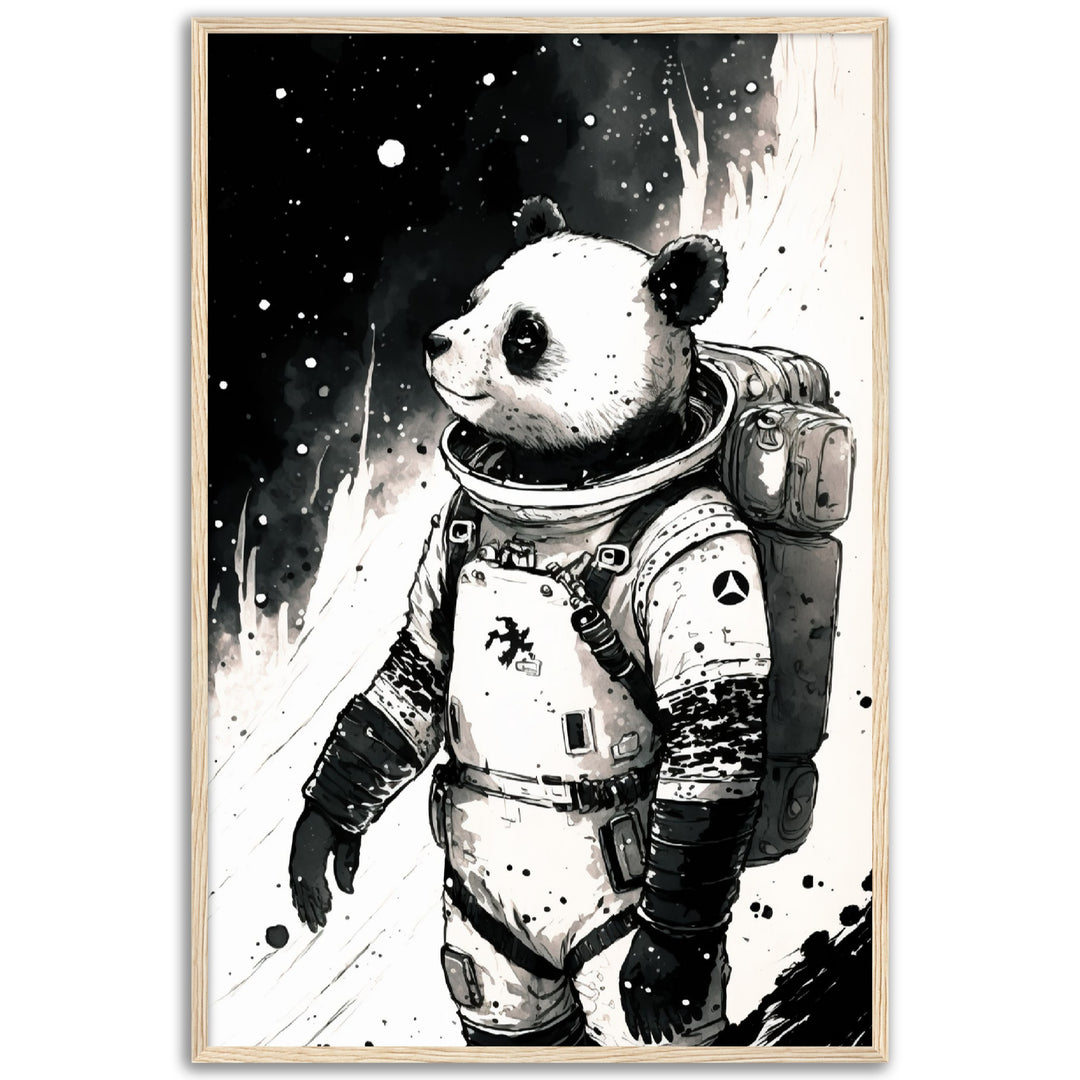 Panda Space Explorer Illustration Wall Art Print