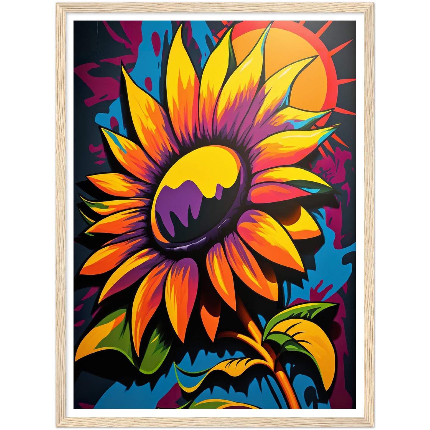 Sunflower Abstract Burst Wall Art Print