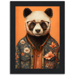 Load image into Gallery viewer, Panda Illustration Floral Fashionista Wall Art Print