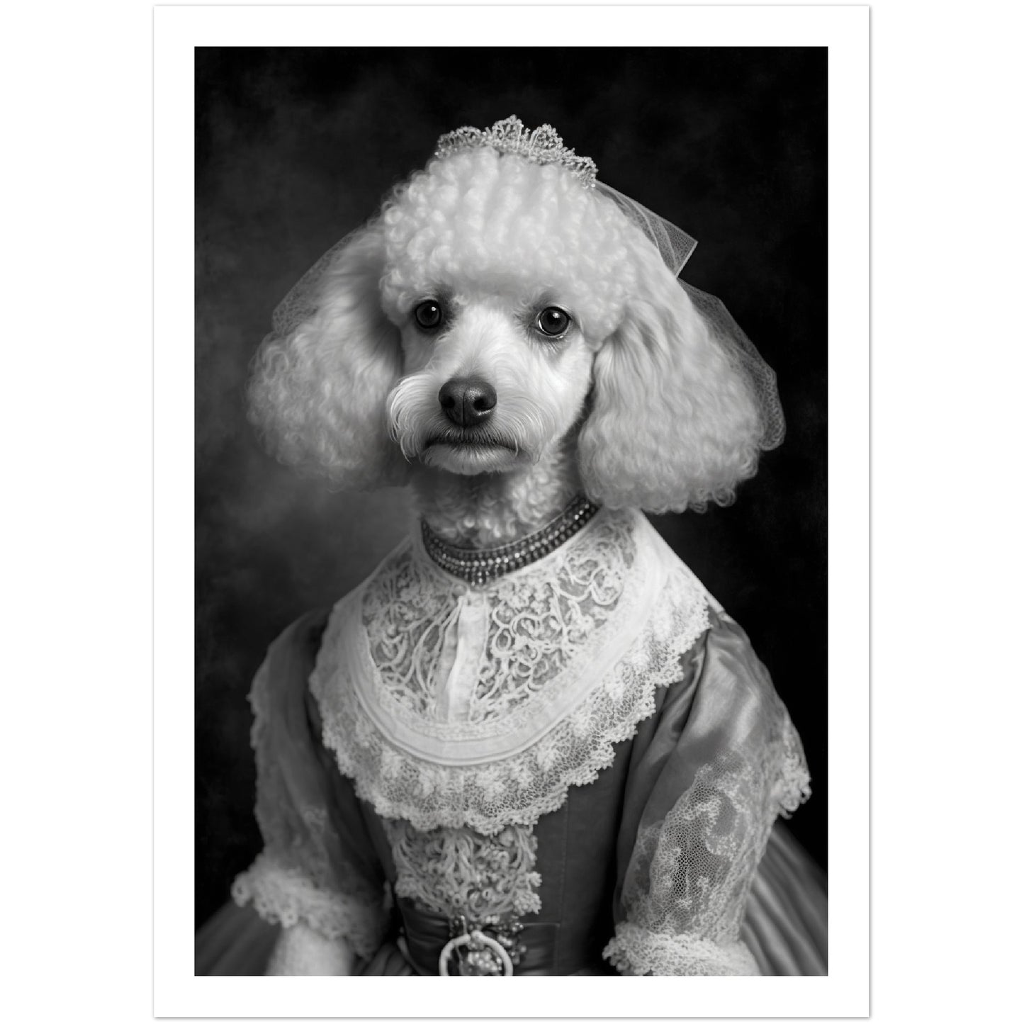 Poodle Bride Victorian Animal Portraiture Wall Art Print