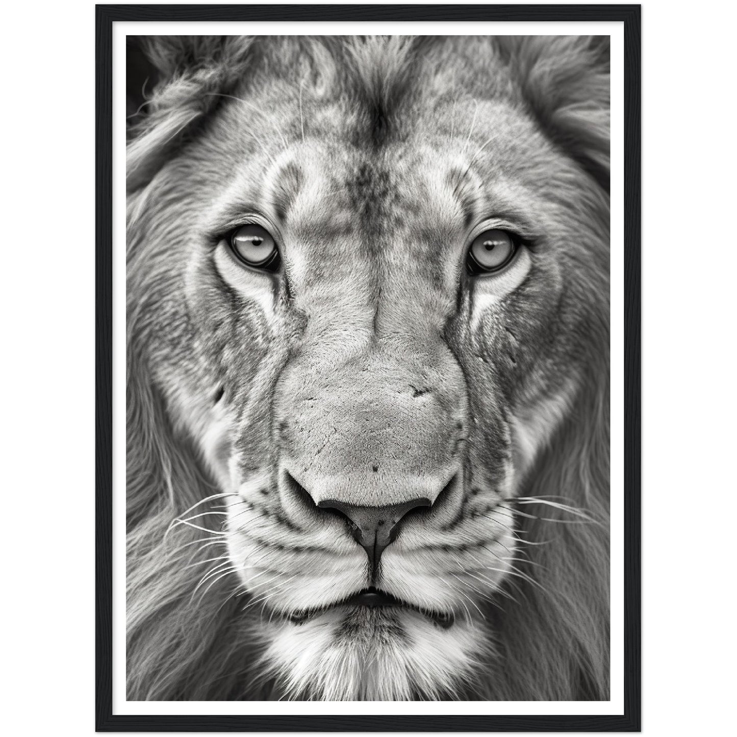 Lion Roar in Monochrome Photograph Wall Art Print