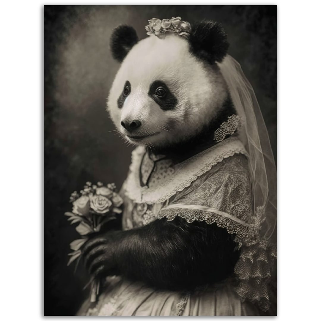 Panda Bride Victorian Portraiture Wall Art Print