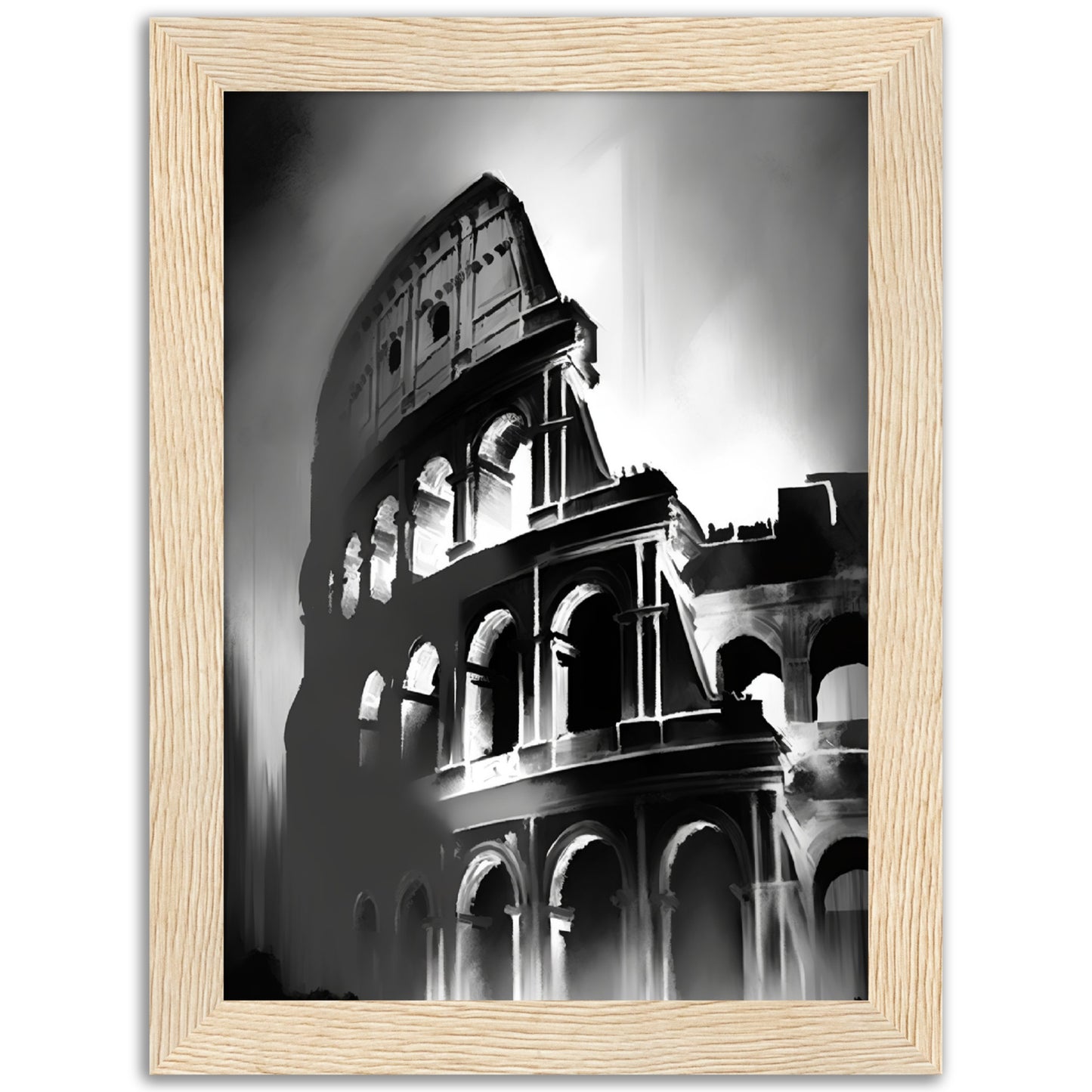 Rome's Monochromatic Marvel - Minimalist Colosseum Sketch