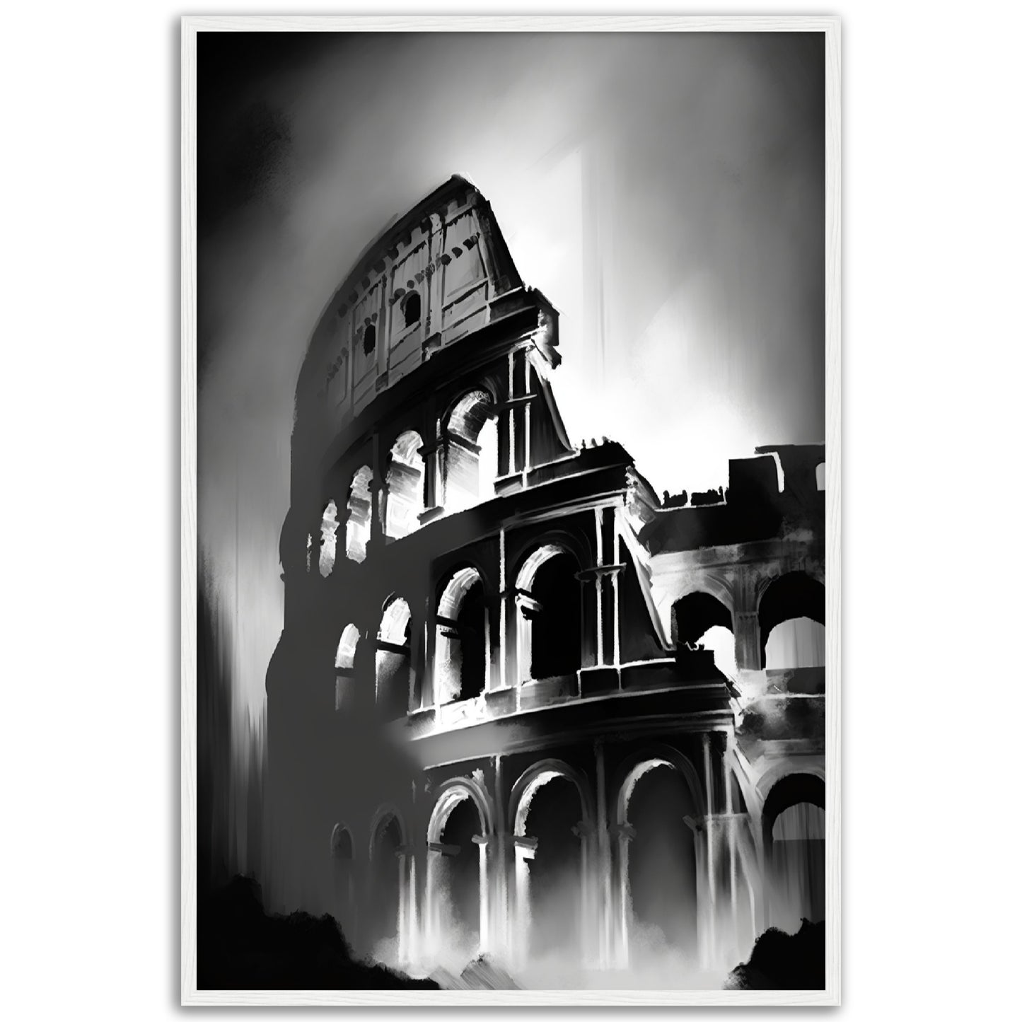 Rome's Monochromatic Marvel - Minimalist Colosseum Sketch