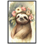 Load image into Gallery viewer, Flower Crowned Sloth Wall Art Print