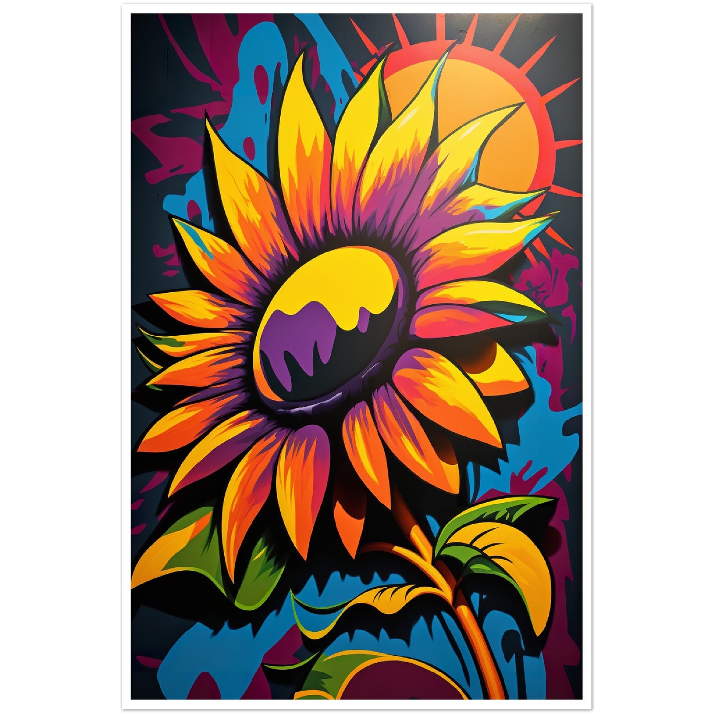 Sunflower Abstract Burst Wall Art Print