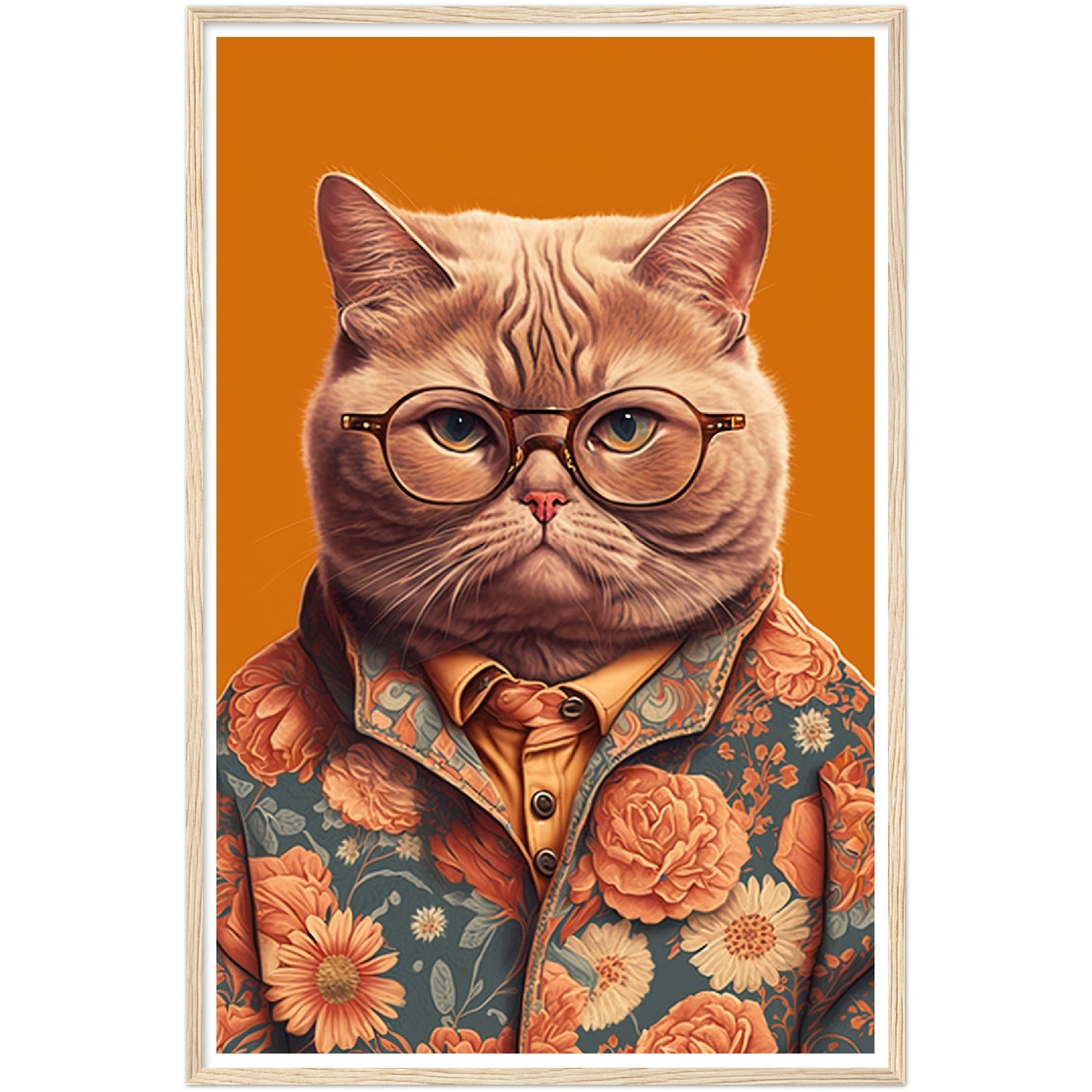 Trendy British Shorthair Cat Illustration Wall Art Print