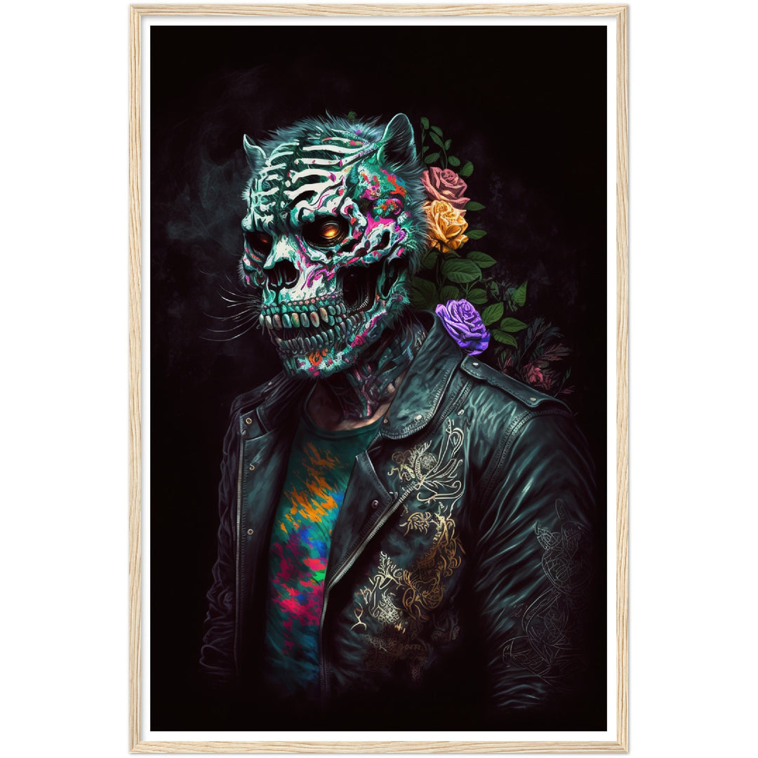 Day Of The Dead Tiger Illustration Wall Art Print