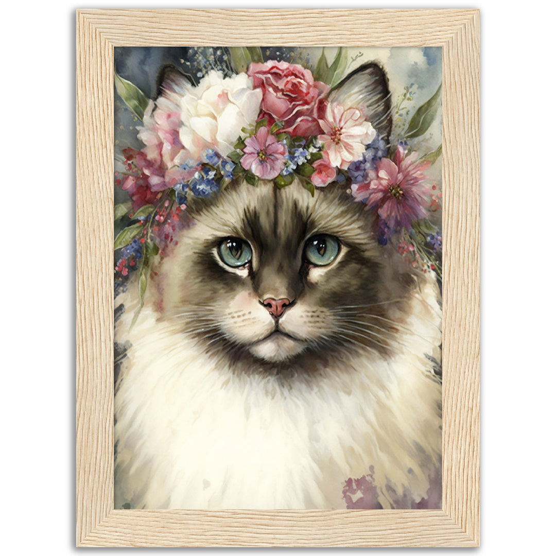 Flower Crowned Ragdoll Cat Wall Art Print