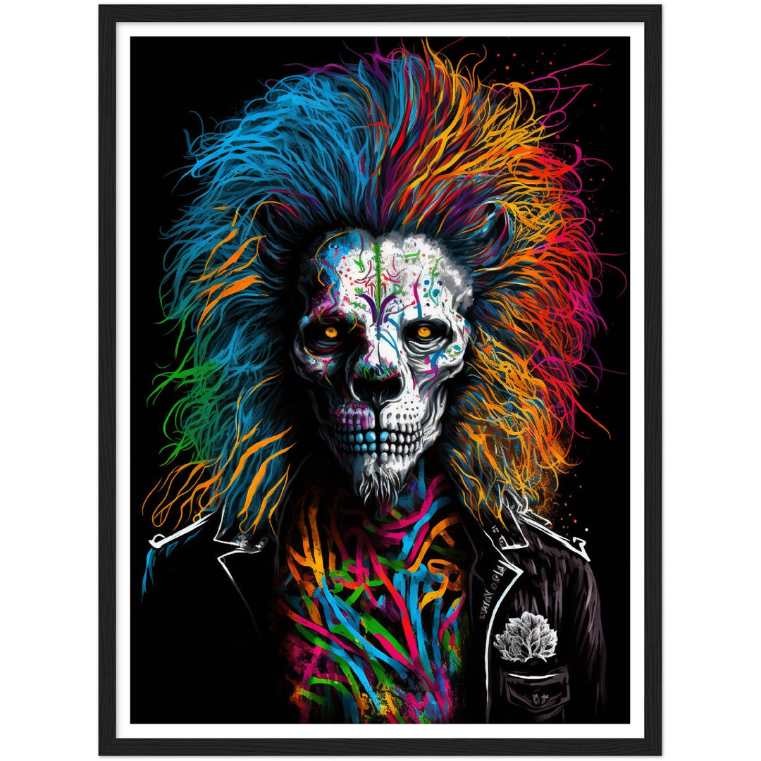 Day Of The Dead Lion Illustration Wall Art Print