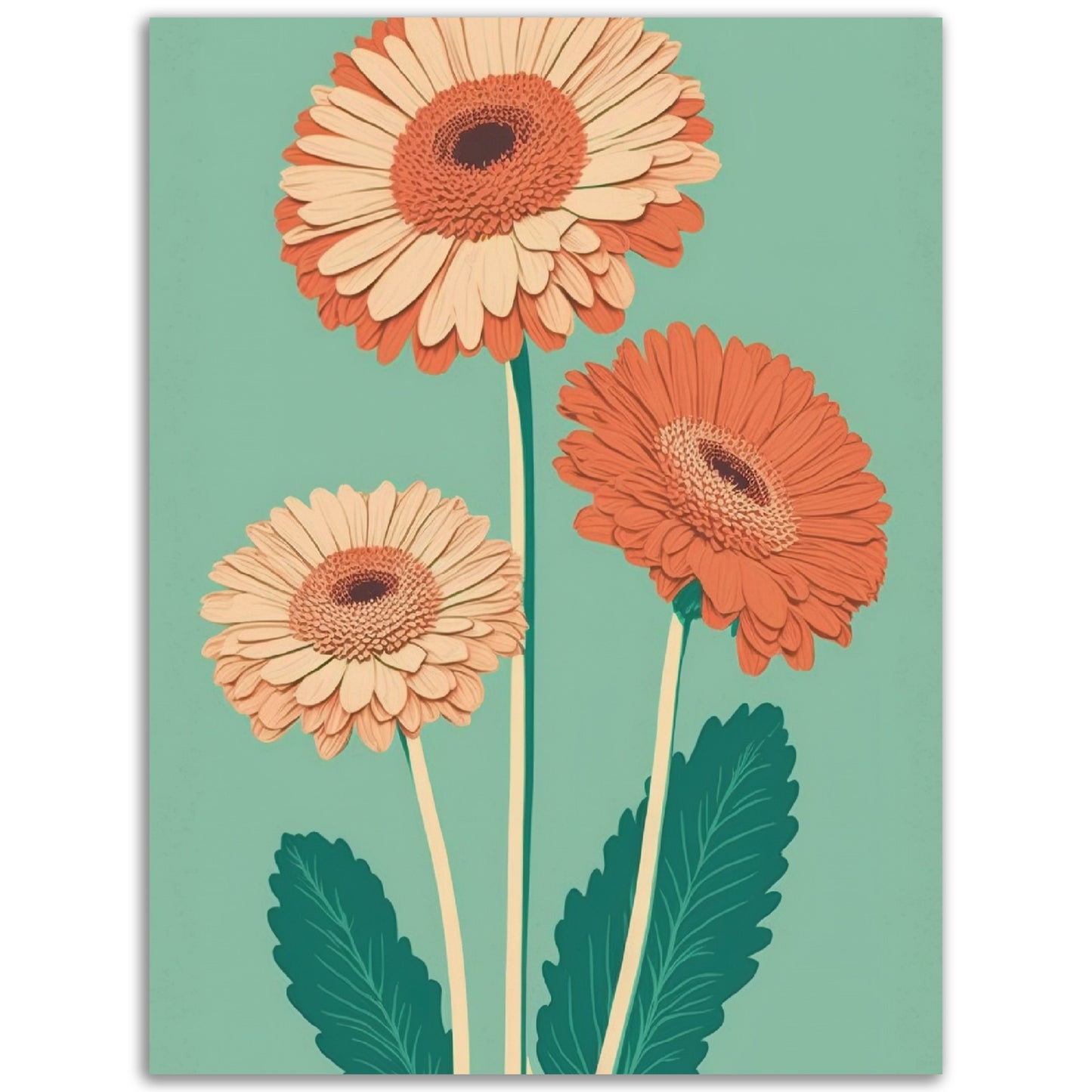 Radiant Gerbera Minimalist Daisy Flower Art